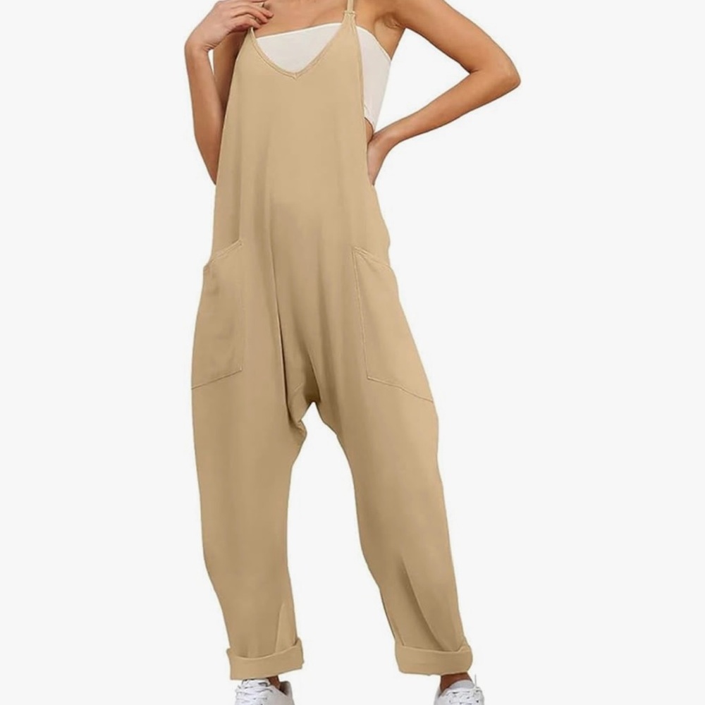 Maternity Tan Jumpsuit